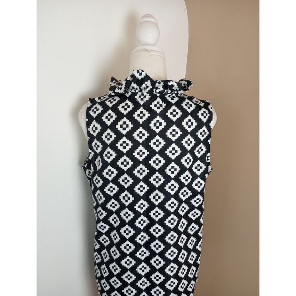 Black Geometric Print Sleeveless Top / Size Medium - Picture 6 of 8